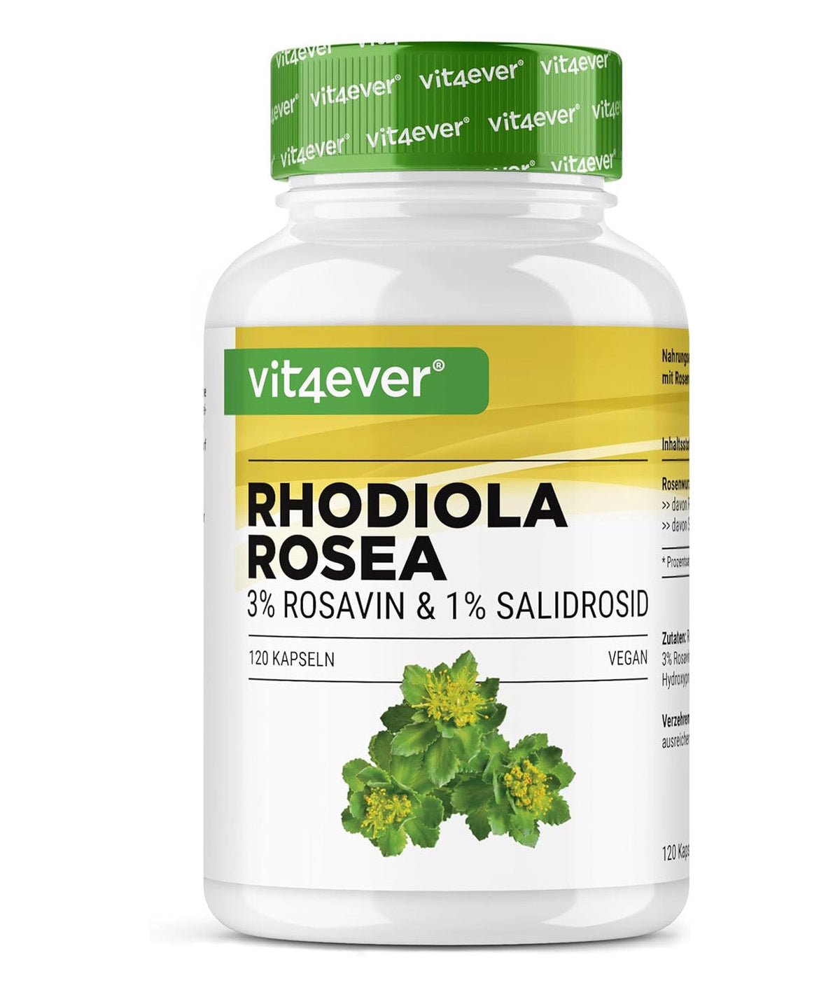 Vit4ever Extrait de Rhodiola Rosea 500 mg 120 gélules - complément à base de plantes | acheter en France