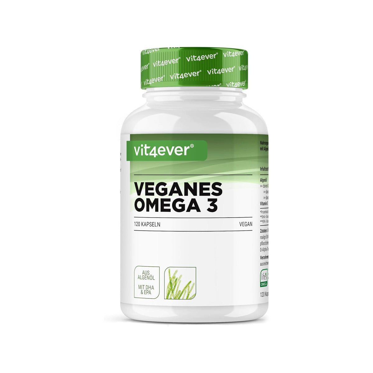 Capsules d'oméga-3 à l'huile d'algues Vit4ever - source végétale d'oméga-3 avec DHA et EPA