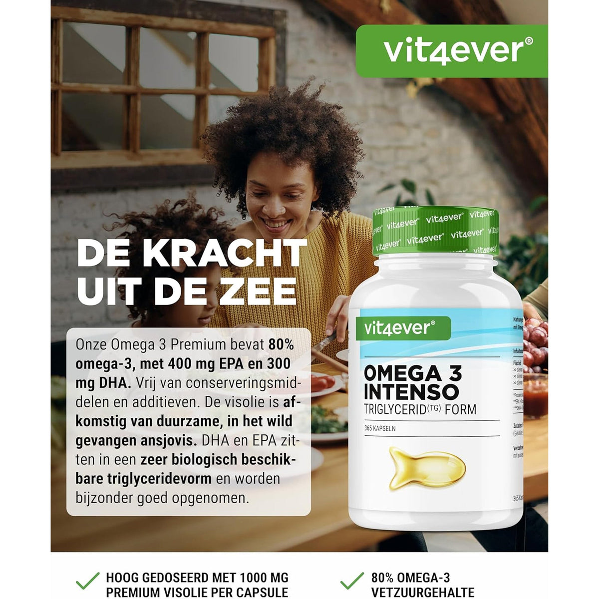 Vit4ever Oméga 3 Huile de poisson 1000mg - complément alimentaire sans ajouts inutiles