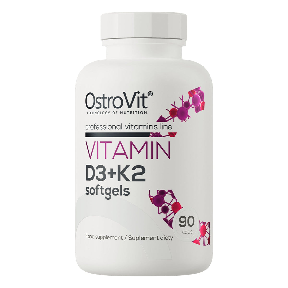 Vitamine D3 50mcg + K2 100mcg | 90 Capsules molles | OstroVit