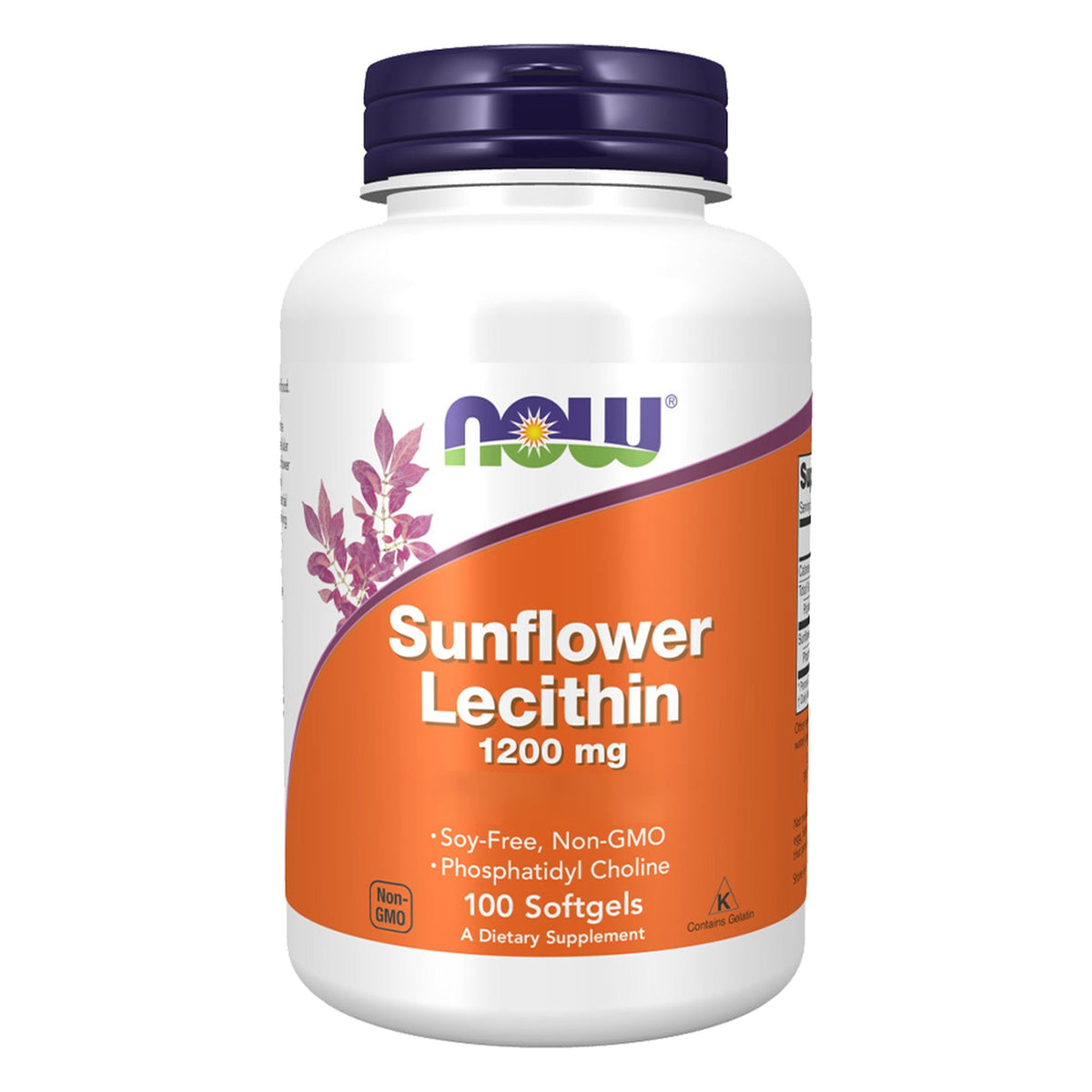 Pot NOW Foods lécithine de tournesol 1200 mg softgels, 100 softgels #Contenu_100 softgels